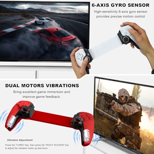 Joso Phone Controller for iPhone/iPad/Android/Tablet(130-280mm), Wireless Game Joystick for Xbox Cloud/PS Remote Play with 2 Back Buttons/Hall-Rocker/Hall-Trigger, Support Switch/PS4-Direct Play - Thumbnail 6