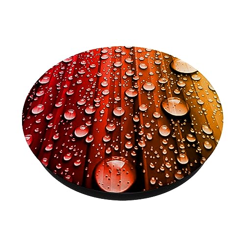 red and orange / colorful water drops PopSockets Swappable PopGrip, Black - Image 2