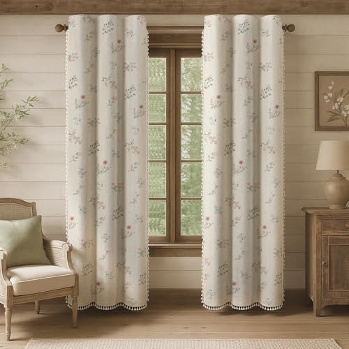 XOGUIBO Boho Floral 100% Blackout Curtains 84 Inch 2 Panels 40" W x 84" L