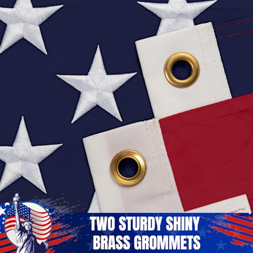 American Flag 3x5 Ft for Outside, Long Lasting, Heavy Duty Nylon, Fade Resistant, High Wind US Outdoor Flags with Embroidered Stars, Sewn Stripes, Brass Grommets by GYaozii - Image 3