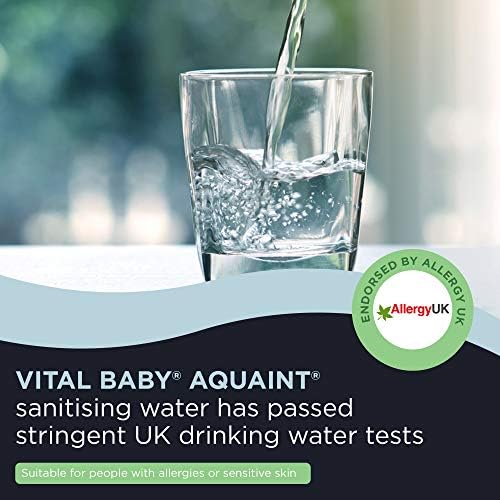 Vital Baby Hygiene AQUAINT® Sanitising Water Kills 99.9% of Germs - Baby Safe - No Alcohol, Fragrance or Harmful Chemicals Safe to Swallow Sanitise Baby Bottles, Soothers, Toys & Surfaces - Vegan