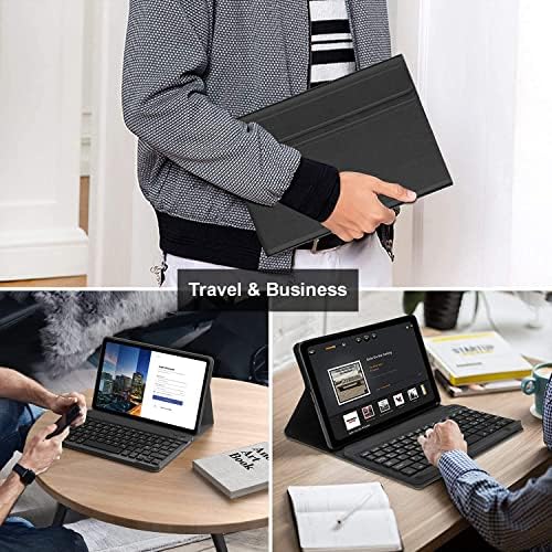 Nanhent Keyboard Case with Screen Protector for iPad 10.2" 9th Generation / 8th Gen / 7th Gen, Built-in Pencil Holder Magnetic Detachable Wireless Keyboard Cover with Tempered Glass (Black)