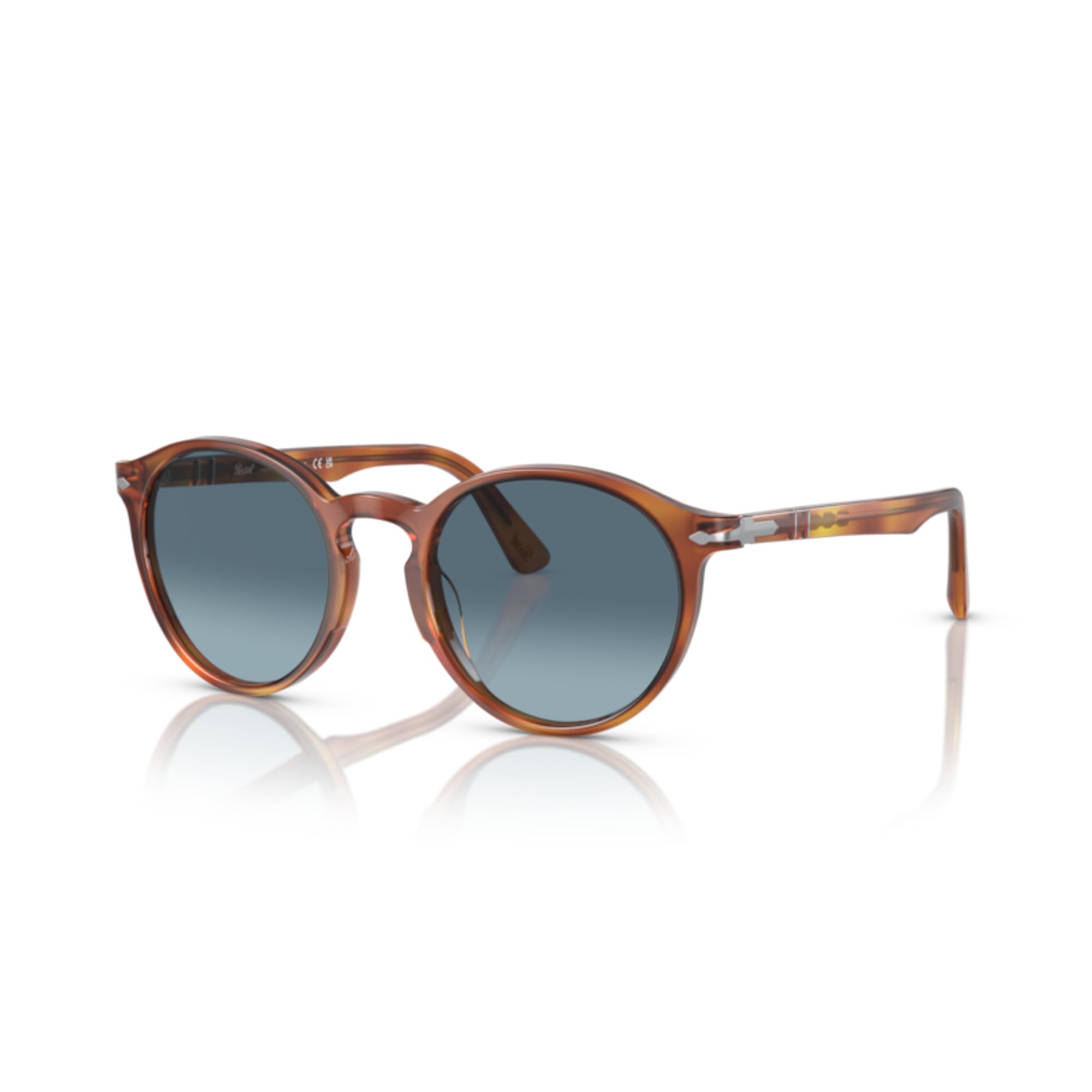 Persol PO3171S 96/Q8 52MM Terra Di Siena/Crystal Lens Azura Gradient Blue Round Sunglasses for Men +Bundle with Accessory Eyewear Kit