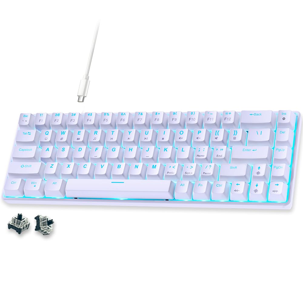 Amazon | Abucow 65％メカニカルゲーミングキーボード 青軸 有線