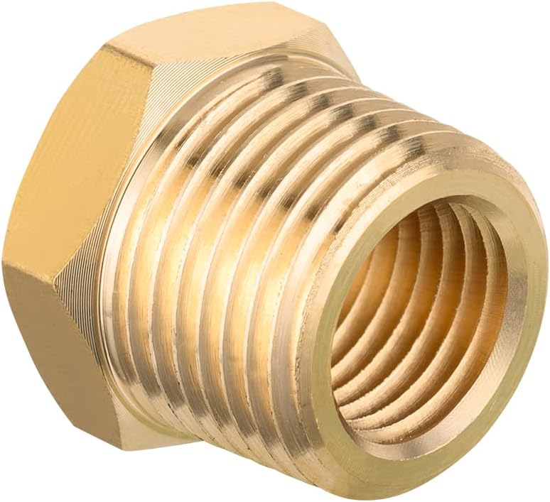 (Pack of 10) EFIELD Brass Reducer Hex Bushing 1/2" MNPT X 1/8" Female NPT Threaded Pipe Adapter Fittings,(NPT027)