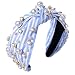 mokkia Crystal Pearl Knotted Headbands for Women, Rhinestone Jeweled Headband Sparkling Crystal Beaded Embellished Hairbands Summer Beach Fashion Hair Accessories(Blue)