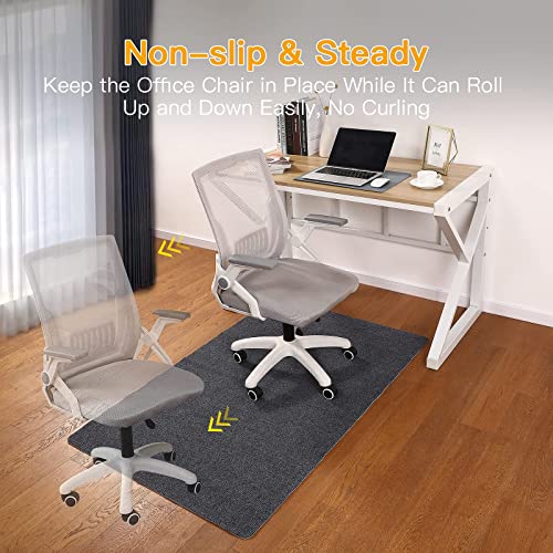 Office Chair Mat For Hardwood & Tile Floor, 55"X35" Computer Gaming Rolling Chair Mat, Under Desk Low-Pile Rug, Large Anti-Slip Floor Protector For Home Ofiice(Dark Gray) #TOP2