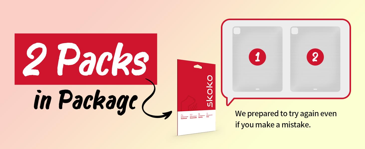 skoko [2 Pack Transparent Matte Back Protector Compatible with iPad Pro 12.9 6th 5th 4th Gen 2022 2021 2020, Easy to Attach Version, Seems likes to Screen Protector Cover, Ultra Thin Case-Friendly