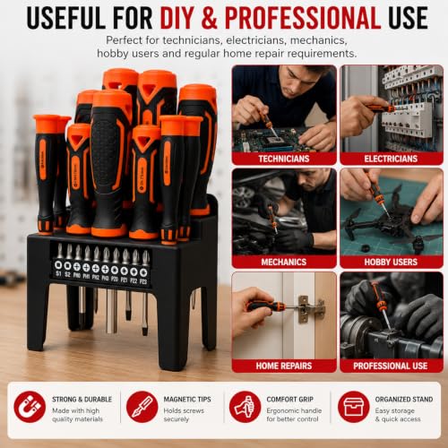 Image of Spartan 21 Magnetic Screwdriver Bit Set | Crome Vanadium Compact Magnetic Repair Kit with Assorted Bits & Storage Case | for Mobile, Laptop, Watch, Camera, Electronics & DIY Use