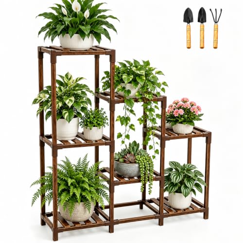 ZSYPJJ Plant Stand Indoor Outdoor Corner Shelf Wood Plant Rack Room Home