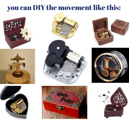 Gueiddi Music Box Movement，18 Note Wind-up Music Box Movement Clockwork Mechanism Replacement for DIY Music Boxes with Key Screws (13 Song Options) (You are My Sunshine/Gold)