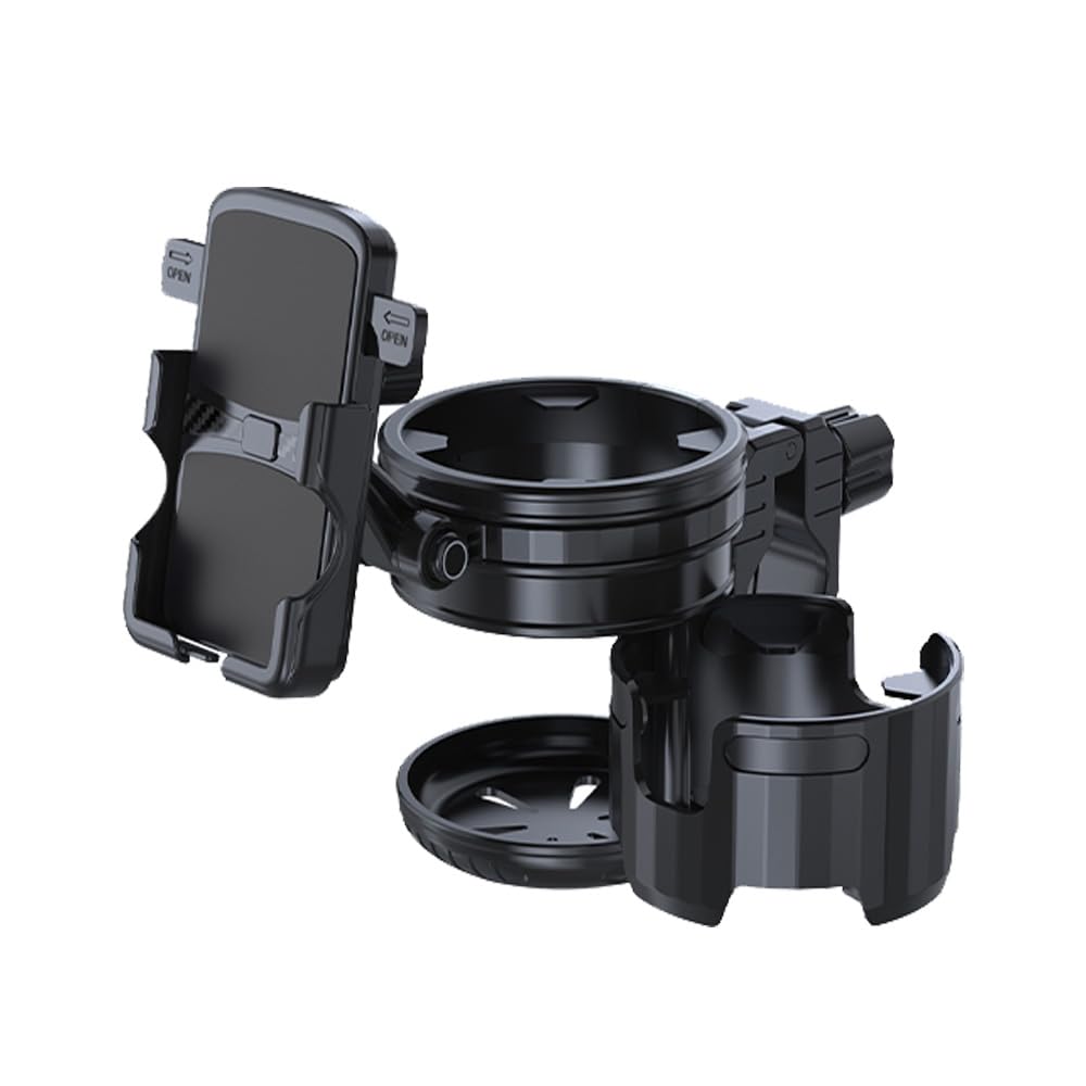 Baby Stroller Parent Cup Holders 3 in 1 Non Slip 360° Rotation Coffee Holder & Phone Holder for Wheelchair Baby Stroller Cup Holder Attachment Walker Accessoris