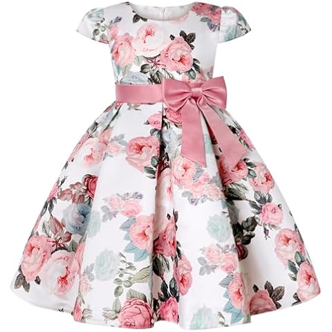 WZSYGDTC Girls Pageant Party Floral Dress Children Floral Printed Prom Event Dresses（Dusty Rose,100 Cover