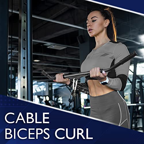 Yes4All Wide Grip LAT Pull Down Bar Attachments with Rubber Handles/Curl LAT Pulldown Attachment for Gym Equipment, Press Down Bar/Cable Attachment Rubber Handgrips - Thumbnail 6