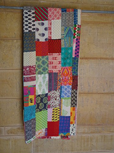 Tribal Asian Textiles Banjara Handmade Patchwork Kantha Quilt Handmade Kantha Quilt Throw Queen Size Ajrakh Bedcover Ajrakh Block Print Kantha Bedspread Blanket #TOP2
