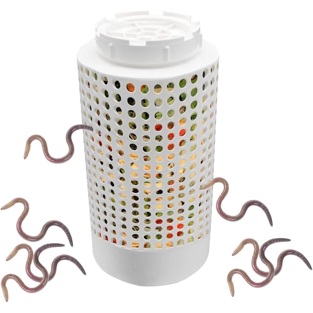 Inground Worm Composter, Small Vermicomposting System,Bin Reduce Food Waste and Increase Soil Fertility,for Experienced Gardeners, Yard, Lawn, Fish Pond, Eco Enthusiasts (White)