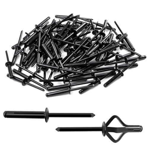 BEASAFY 60 Pièces Rivet Noir, Rivet Plaque Immatriculation, Aluminium Rivets Plaque Immatriculation pour Industrie, Construction, Ameublement, Automobile