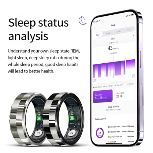 Taoke Smart Ring Health Fitness Health Tracker with Heart Rate, Blood Oxygen, Sleep Tracker, Steps Tracker, IP68 Waterproof Fitness Ring with Charging Base (Black, 11) - Image 4
