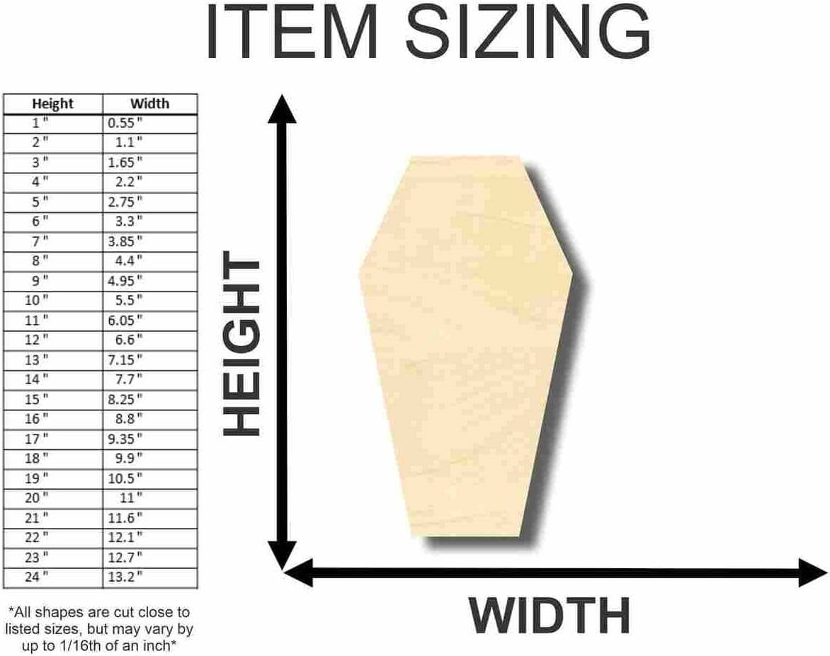 Unfinished Wood Coffin 2D Shape Halloween Craft up to 46" DIY 16" / 3/4"