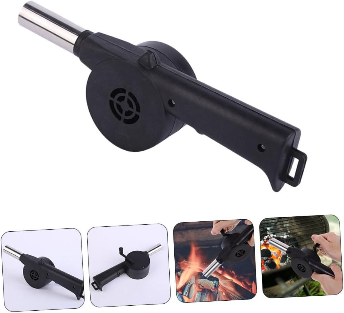 Hemoton Hand Cranked Barbecue Fan Grill Tool Bellows for Quick Ignition Camping Cooking Utensils Outdoor Bbq Accessories