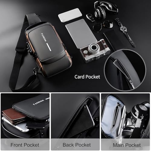 Image of PAPITA Sling Bag for Men Stylish Crossbody Backpack for Men & Women, Anti-Theft Chest Bag with Messenger Bags, Casual Shoulder Bag