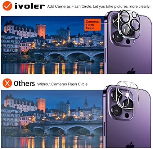 ivoler [7 in 1 Screen Protector Compatible with iPhone 14 Pro Max, 3 pack Tempered Glass Film and 3 pack Camera Lens Protectors with a Installation Alignment Aid, Bubble-Free, HD Clear, 6.7-Inch