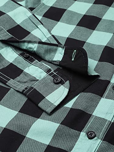 Image of Dennis Lingo Men's Cotton Box Checkered Slim Fit Casual Shirt with Chest Pocket, Full Sleeve Shirt for Formal & Casual Wear