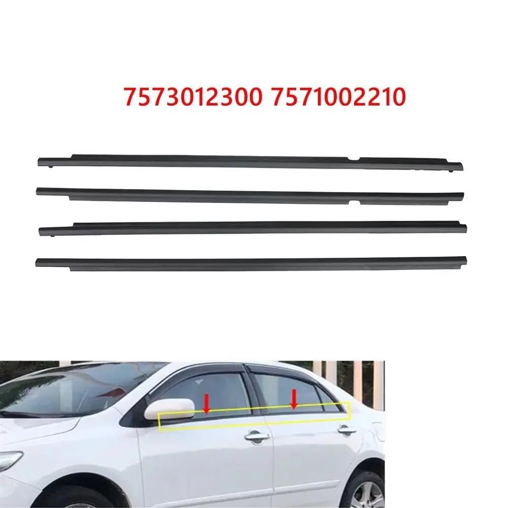 Striscia Tenuta Portiera 7573012300 7571002210 4 Pezzi Guarnizione Finestrino Modanatura Portiera Posteriore Cintura Strisce Tenuta Per Toyota Per Corolla 2009-2012 Guarnizioni