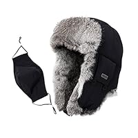 Algopix Similar Product 11 - Unisex 100 Rabbit Fur Trapper Ushanka