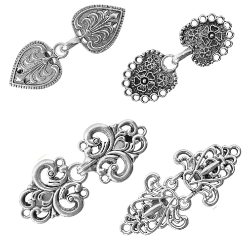 Image of Vintage Sweater Swirl Clip Cape Cloak Clips for Dress Clothing, Retro Cardigan Clip Shawl Collar Clasp for Girl Women, Sliver