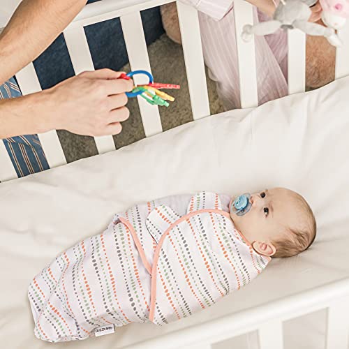 Gllquen Baby Swaddle Blankets For Baby Girls, 3-6 Months, Orange Pink Feather & Wave Point, 3 Pack Wrap Set, Newborn Adjustable Swaddles Sleep Sack, (Medium/Large) #TOP4