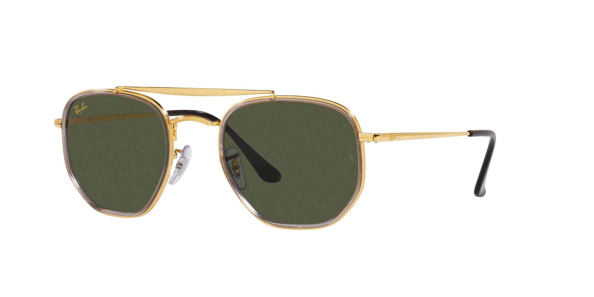 Ray-Ban RB3648M The Marshal II Hexagonal Sunglasses, Legend Gold/Green, 52 mm