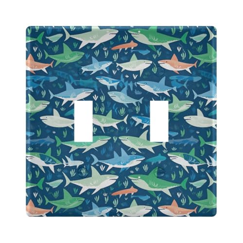 UMIRIKO Shark Light Switch Cover Plate Covers Decorative Double Toggle Home Decor 202a8624