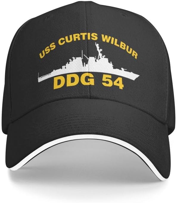 USS Curtis Wilbur DDG 54 Unisex Cap Sandwich Baseball Cap Classic Trucker Cap Adjustable Casquette Dad Hat Black