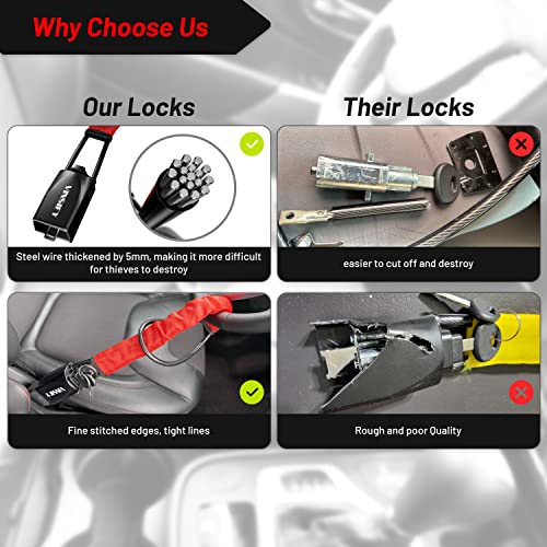 Vinsify Steering Wheel Lock Anti Theft Car Device - Seat Belt Car Lock Security - Lightweight & Easy To Handle - Durable Material - Fits Most Vehicles : Cars Trucks Suvs Vans & Golf Carts. (Red) #TOP2