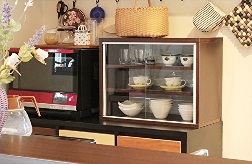 Amazon｜食器棚 一人暮らし ロータイプ ガラス 引き戸 幅60cm 奥行30cm
