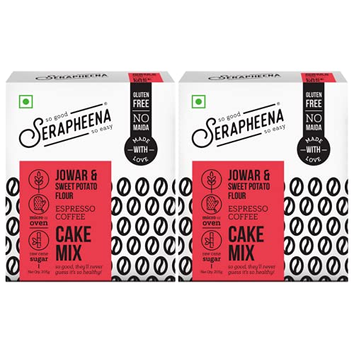 Image of Serapheena Espresso Coffee Cake Mix, 205g x 2 | Jowar and Sweet Potato Flour, Gluten Free, No Maida, Quick and Easy to Make | Pack of 2