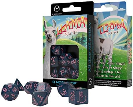 Q-Workshop Sparkling Llama Dice Set (Glittering Dark Blue & Pink) (SLLA3E) image 4
