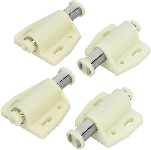 X-DREE Cupboard Door Plastic Shell Round Head Single Magnetic Stopper Catch Latch 4pcs(Puerta de armario plástico Shell redondo cabeza solo tapón