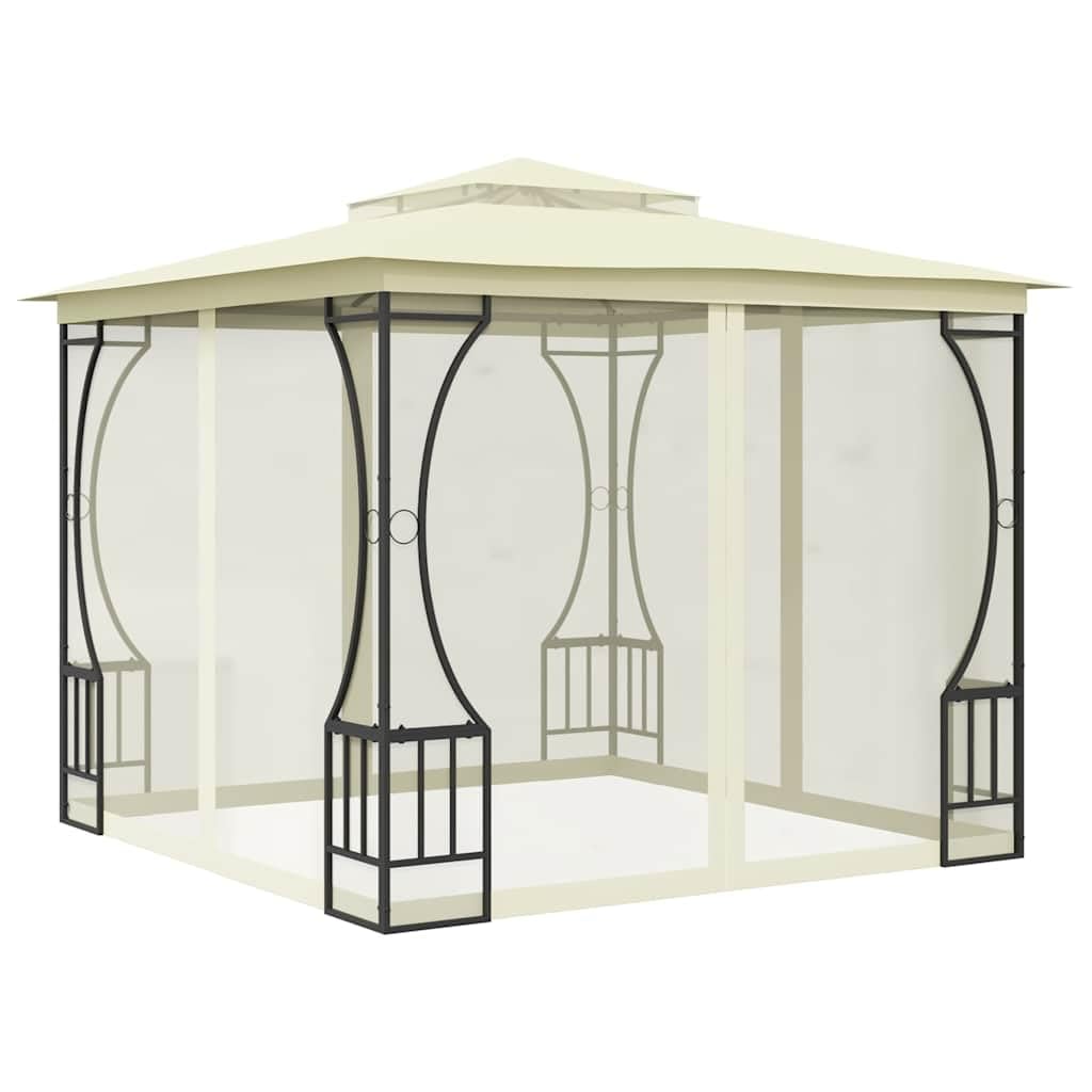 Gazebo con rete, 300 x 300 x 265 cm, color crema