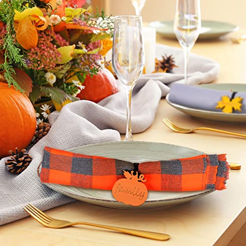 Vicenpal 12 Pcs Fall Time Napkin Rings Thanksgiving Napkin Holder Ring Wood Rustic Maple Pumpkin Napkin Ring Buckle Thanksgiving #TOP6