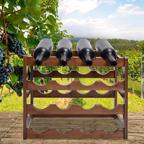 Soporte de vino de madera 4 niveles para 16 botellas miniatura 6