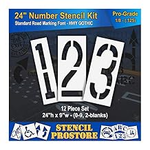 Pavement Stencils - 24 inch Number KIT Stencil Set - 12 Piece - 24" x 10" x 1/8" 128 mil - Pro-Grade