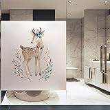 Film Fenetre Anti Regard, Film Electrostatique Vitre, Dessin animé Animal Motif-cerf Sika Jaune_60cm x 200cm Film pour Vitre Anti UV Bureau Maison Salle de Bain Chambre Cuisine