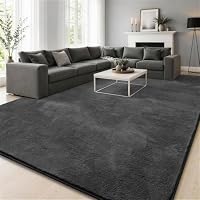 Jungsang Fluffy Rugs Living Room, 120x180cm Soft Shaggy Carpet Rugs for Bedroom, Machine Washable Anti Slip, Non Shedding Modern Indoor for Dorm Teens Room Decor, Drak Grey