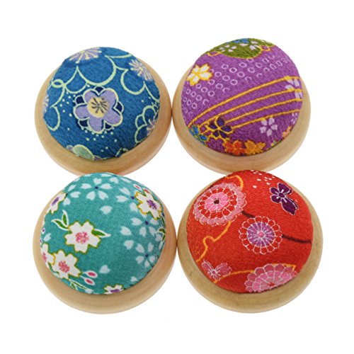 We-Buys Floral Hemisphere Pin Cushion Wood Base Needle Sewing Accessory Random Color 1Pc #TOP2
