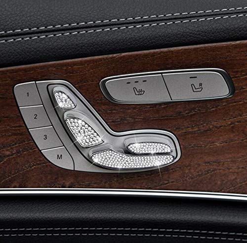 YUWATON Car Bling Interior Decals Accessories Seat Adjustment Button Bling Accessories for Mercedes Benz C300 Coupe W212 W213 E300 E400 CLS350 CLS450 8pcs/Set (for C300 Coupe E Class CLS 2016-2021)