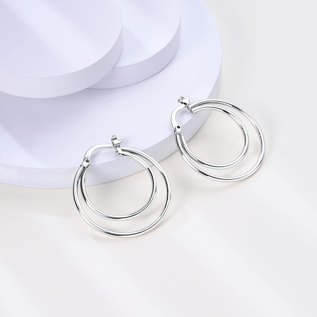 CYCUFF 925 Sterling Silber Hoop Ohrringe Bunte Cubic Zirkonia Schmuck Ohrringes für Frauen Set Ohrring Geschenke für Sie