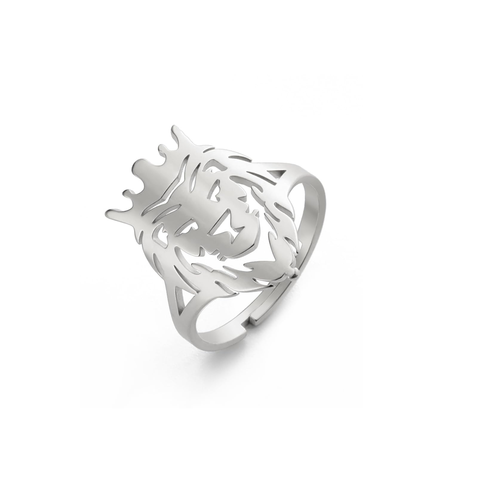 LIKGREATAnillos de león nórdico vikingo león animal hombre anillo león joyería celta hueco anillos de acero inoxidable para niños