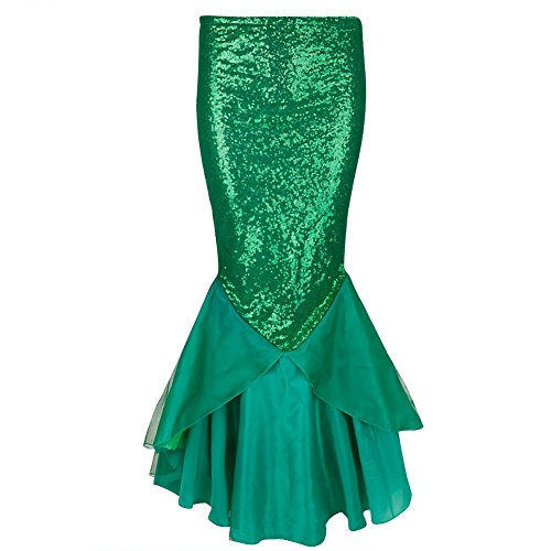 Iefiel Womens Flattering Sequin Asymmetric Tail Skirt Princess Party Costume Dress Green Xl #TOP2